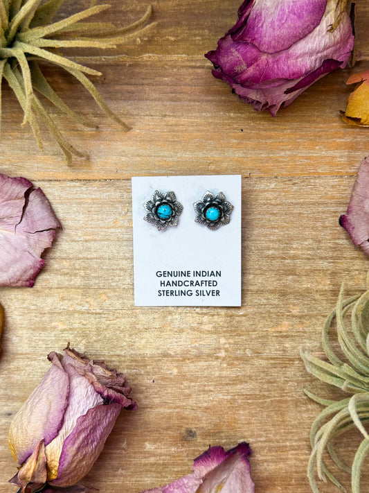 Sterling Silver Kingman Turquoise Stud Earrings